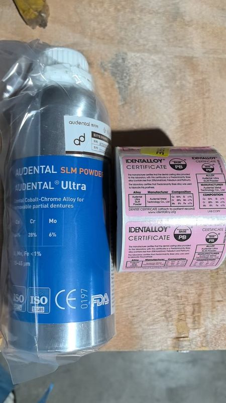 Audental Ultra SLM Powder/CoCrMo/CE,FDA,IdentAlloy/歯科3Dメタルプリント