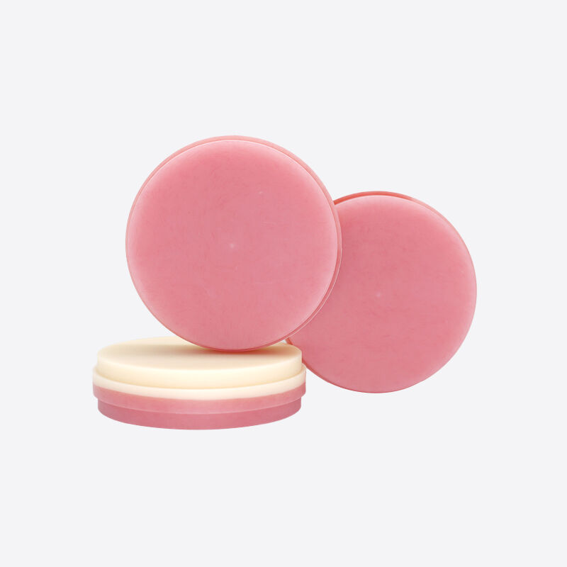 天然歯肉の審美性に優れたA2シェードのピンクPMMAブロック。仮歯、ブリッジ、デンチャーフレームワークに最適